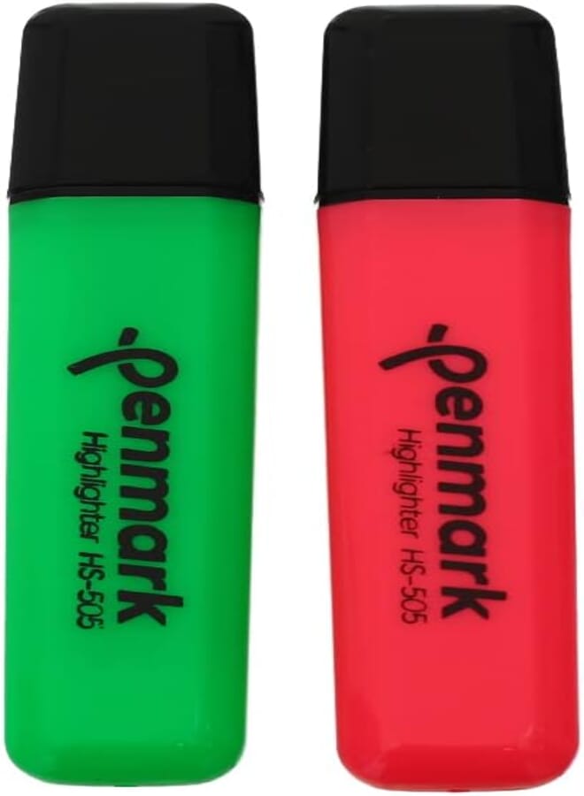 Penmark HS-505 High Quality Neon Permanent Highlighter Pen Set Of 2 Pcs. - Multi Color
